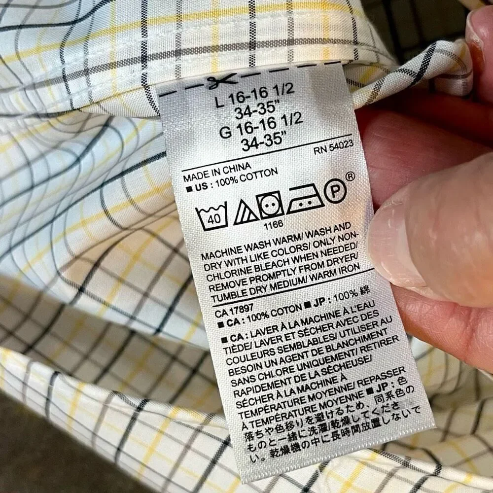 Banana Republic No-Iron Standard Fit Plaid Button Up Long Sleeve Shirt Large